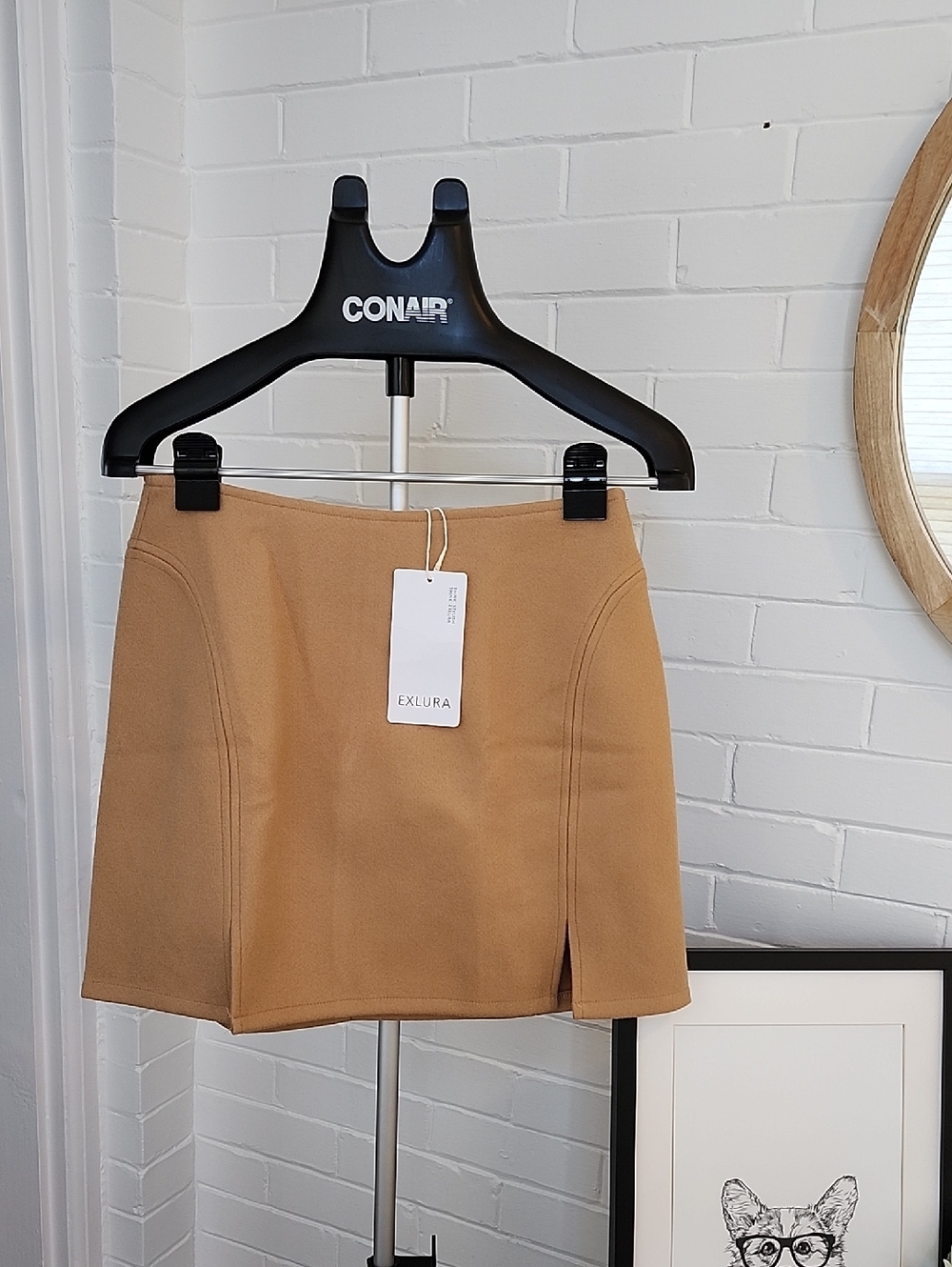 Camel Mini Skirt, Womens Xs